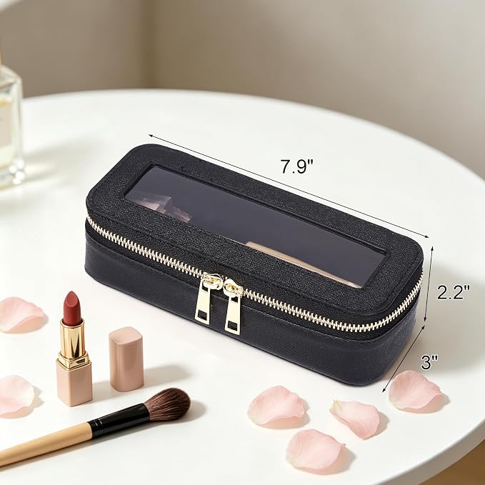 Makeup Brush Case, Black, SLIM | Clear, Waterproof, Travel Cosmetic Case, Travel Brush Holder,Zipper, Purse Organizer - Image 4