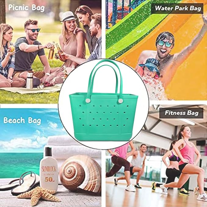 Beach Bag X Large Rubber Tote Bag, Waterproof Washable Open for Women Croc Bag Hand Bag for Beach Pool Yoga - Image 6