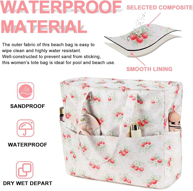 Bluboon Waterproof Beach Tote Pool Bags for Women Ladies Extra Large Carry On Bag With Wet Compartment for Weekender Travel - Image 4