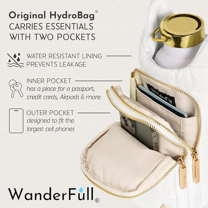 WanderFull® Original HydroBag®, Fits Up to 32 oz Water Bottle Holder with Strap, Gift for Women, Hands-Free Crossbody, Water Bottle Carrier Bag with Phone Pocket - Image 5