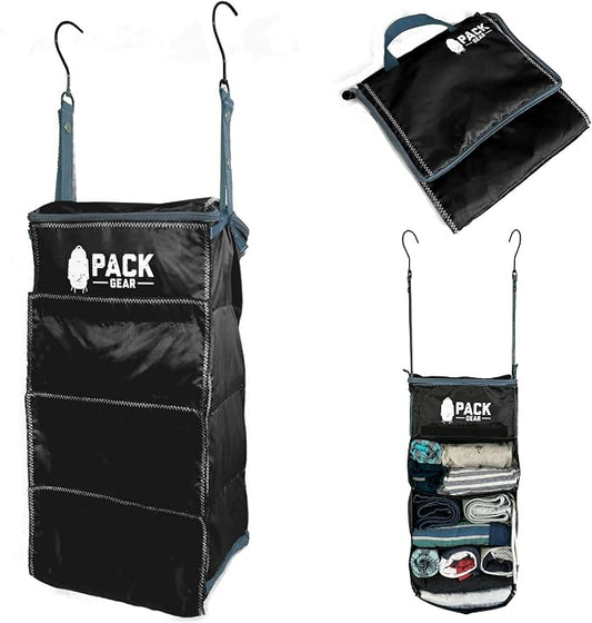 Pack Gear Hanging Luggage Organizer - Our Carry On Closet Insert Fits Any Carry-On - Our Hanging Luggage Organizer Uses Velcro to Allow Quick Access to your Clothes (Solid Black) by PackGear