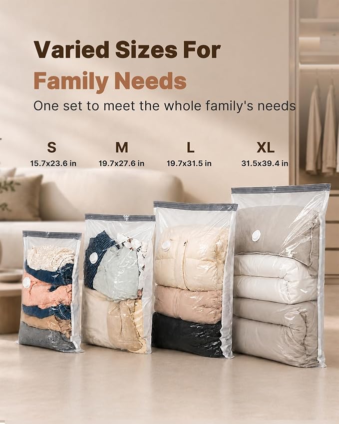 Vacbird Vacuum Seal Bags for Clothing, 20 Pack Vacuum Storage Bags with Rechargeable Cordless Air Pump(5J+5L+5M+5S), Space Saver Bags for Clothes Blanket Duvets Pillows Comforters Travel - Image 3
