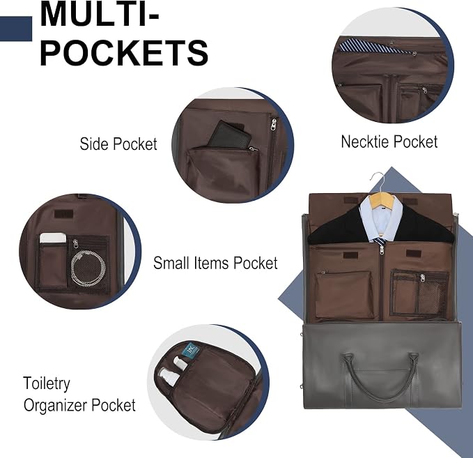 Convertible Garment Bag, Carry-On Suit Bag with Shoulder Strap | 2-in-1 lightweight garment travel bag for men and women, suit bag with shoulder strap for weekend getaways - Image 3