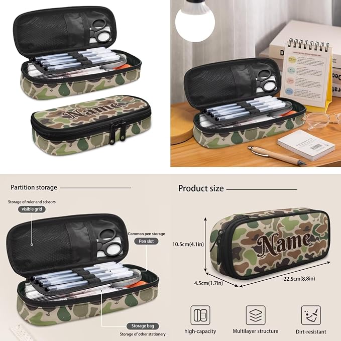 Duck Camo Custom Name 4Pcs Kids Backpack Set for School, 17 Inch | Lunch Box, Water Bottle Holder, Lightweight Durable 600D Material, Multi Pockets, for Elementary Middle School Daily Travel - Image 6