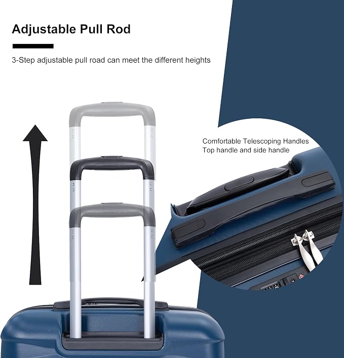 Travelhouse Hardside 3-piece Luggage Set, PC suitcases with Spinner Wheel | Double Spinner Wheels,TSA Lock, Underseat Waterproof Duffel Bag - Image 5
