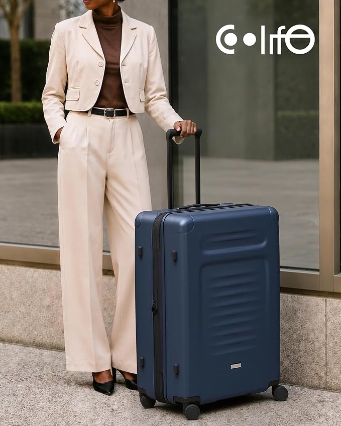 Coolife Checked Suitcases Luggage: Large Travel Luggage with Spinner Wheels Expandable Hardside Suitcases with TSA Lock,29 Inch Blue - Image 9
