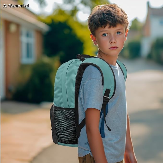 Boys School Backpack with Lunch Bag Deep Sea Shark Kindergarten School Supplies for Kids Ages 7-10 Boys Polyester Fabric Lightweight Fortable Back to School Backpack - Image 3