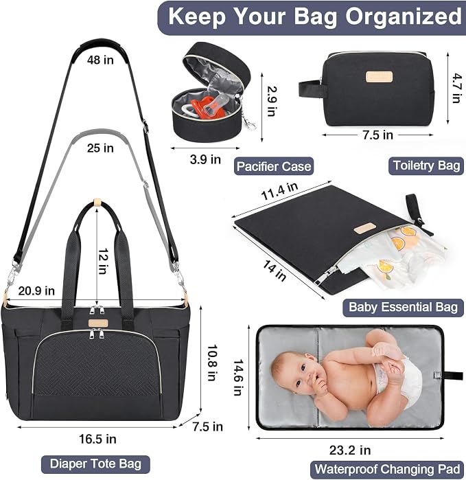 ITIEZY Diaper Bag Tote for Baby - Large Mommy Bag with Portable Changing Pad Pacifier Case, Hospital Bags Travel Baby Bag - Image 3