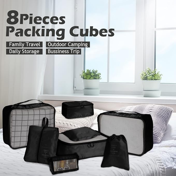 48 Set Packing Cubes Travel Luggage Organizers Set with Storage Shoe Bag, Clothing Bag for Women Men Essentials - Image 7