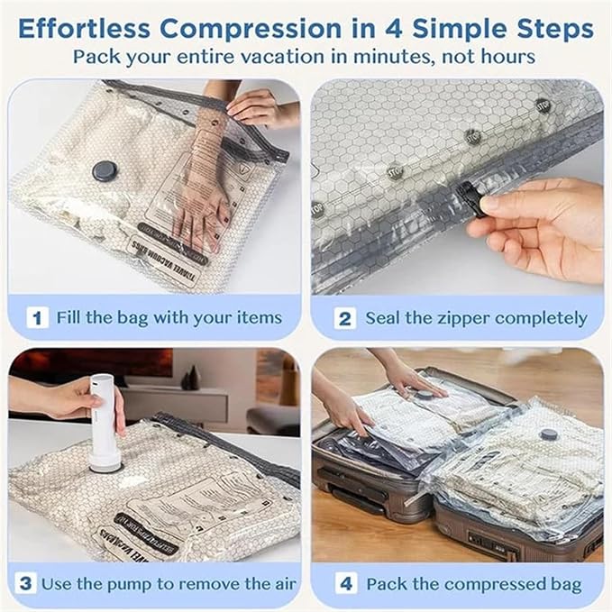 Travel Vac Pro, Vacuum Storage Bags With Electric Pump For Travel, Space Saver Bags For Clothes, Blankets, Bedding, And Seasonal Home Organization(15 Bags + Pump) - Image 6