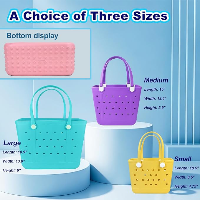 Rubber Beach Bag for Women, Waterproof Travel Tote Bags for Beach | Waterproof Sand-proof Tote Bags with Zipper Pocket, Durable Lightweigh Tote Bag for Outdoor - Image 4