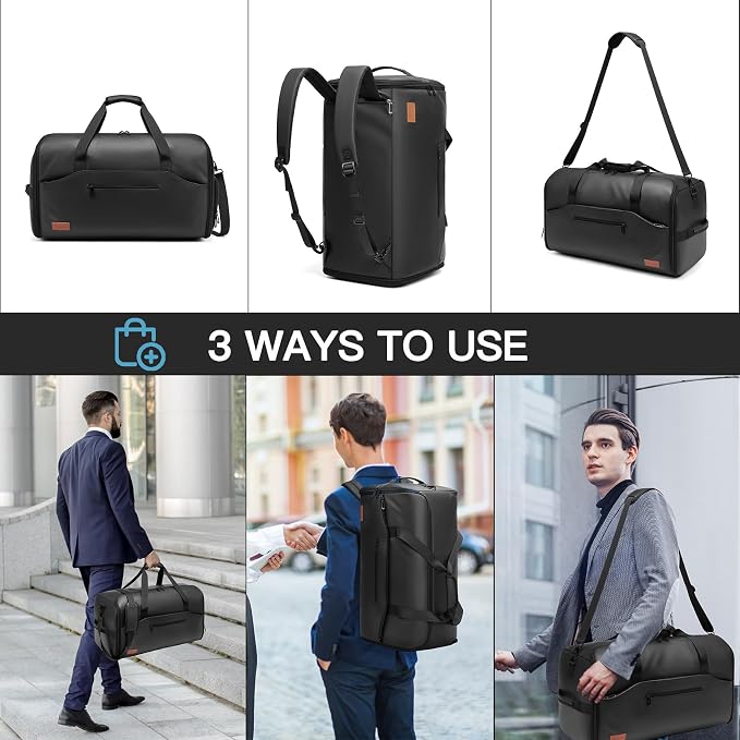 Garment Bags for Travel,45L Carry on Convertible Garment Duffle bag for Men Women - 3 in 1 Hanging Suit Travel Bag with Shoulder Strap - Image 4