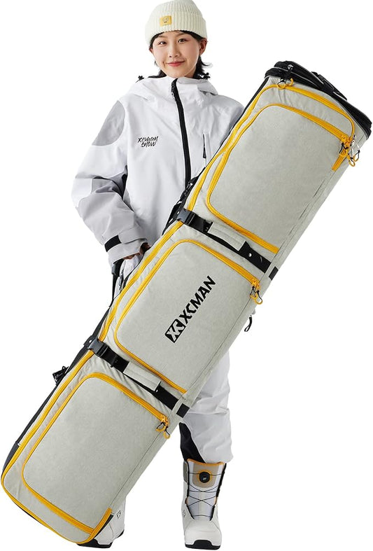 XCMAN Padded Snowboard Bag Expandable Snowboard Bag for Air Travel Adjustable Ski Bag Length 63-75In by XCMAN