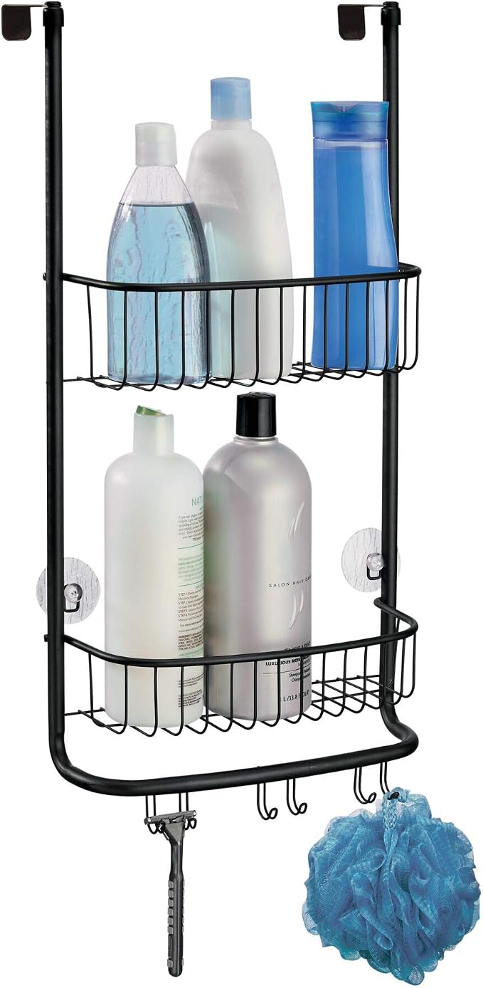 iDesign Over-the-Door Hanging Shower Caddy Organizer, The Forma Collection – 12” x 6.5” x 24”, Matte Black by iDesign