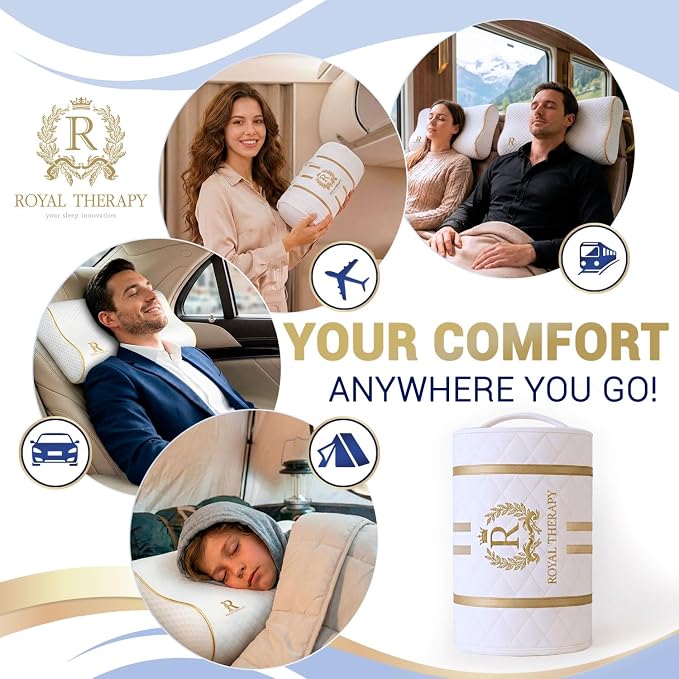 Royal Therapy Travel Memory Foam Pillow, Neck Pillow Bamboo Adjustable Side Sleeper Pillow (Travel 18 x 12 x 5) - Image 9