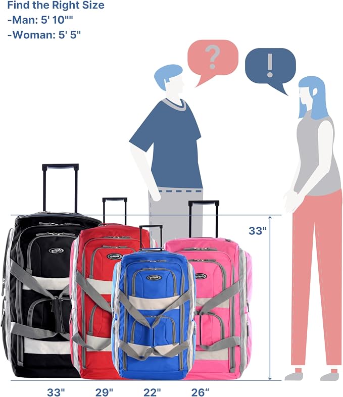 Olympia U.S.A. 33 inch Jumbo Size 8 Pockets Wheeled Rolling Duffel Bag Water Resistant Luggage Lightweight Travel Suitcase with Retractable Handle - Image 9