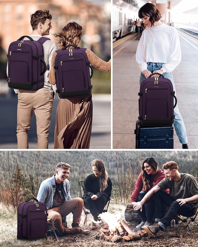 LOVEVOOK Carry On Travel Backpack For Women Flight Approved, 50L Large Personal Item Backpack Travel Bag for Airplanes, Business 18 Inch Laptop Backpack, Weekender Overnight Daypack, With 3 Cubes - Image 7