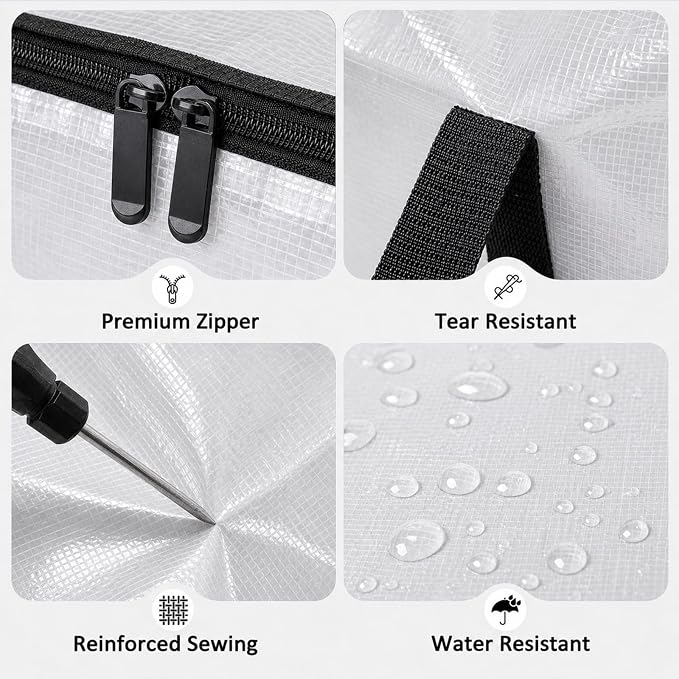 Songrey Heavy Duty Moving Bags, 8 Pack Large Storage Bags with Zipper & Handles, Waterproof Totes Bags for Clothes Packing, Moving, College Supplies, Home Organization - Image 3