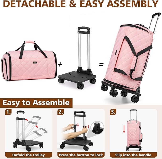Rolling Garment Bags for Travel - Carry on Convertible Garment Duffle Bags with Wheels for Men Women, 4 in 1 Large Travel Duffel Bags with Shoes Compartment Hanging Suit Dress Weekender Bag 4pcs Set - Image 4