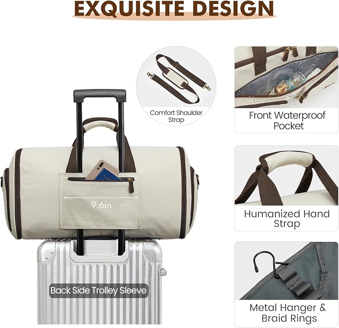Garment Bag for Travel, S-ZONE Duffle Bag for Men Travel Convertible Suit Bags Carry on Luggage Women Hanging Suitcase Travel Bag with Toiletry Bag | Soft Canvas, Black, Carry-on size, with Toiletry Bag, Adjustable Shoulder Strap, Trolley Sleeve, Shoe ... - Image 4