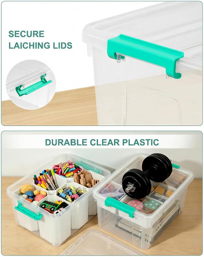 EOENVIVS Clear Stackable Storage Organizer Box with Dividers, Multi-Functional Container for Building Blocks, Toys, Crafts and Tools - Image 5