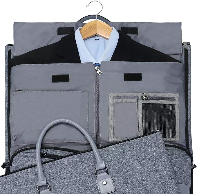 Modoker Convertible Garment Bag with Shoulder Strap, Carry on Garment Duffel Bag for Men Women - 2 in 1 Hanging Suitcase Suit Travel Bags, Grey Heather - Image 3