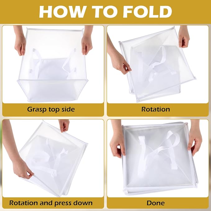 Zopeal 6 Pack Popup Laundry Hamper 13 Inch Collapsible Laundry Baskets with Handles Mesh Clothes Baskets Portable Single Layer Foldable Clothes Hamper Square Bin for Washing (White,Single-layer) - Image 4