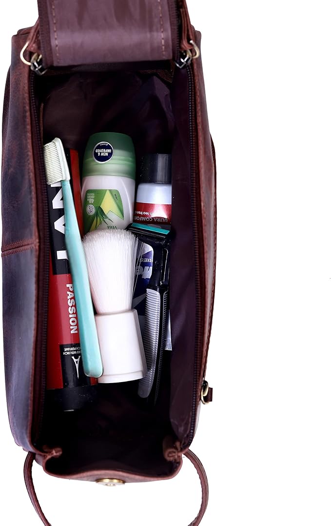 Leather Travel Dopp Kit Toiletry Bag Men Shaving Women and Mens Case Bags Organizer Bathroom Shaving kit - Image 4