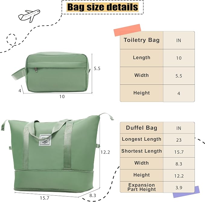 Merax Softside Luggage Set, Travel Suitcase Expandable Lightweight 3 Piece | Luggage Sets with Duffel Bag 22" 26" 30" Suitcase with TSA Lock Spinner Wheels,Light Green - Image 4