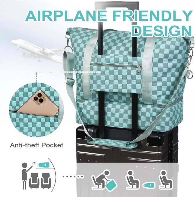 WOOMADA Weekender Bag for Women, Travel Duffel Bags with Shoe Compartment & Wet Pocket, Personal Item Bag for Airlines - Image 4