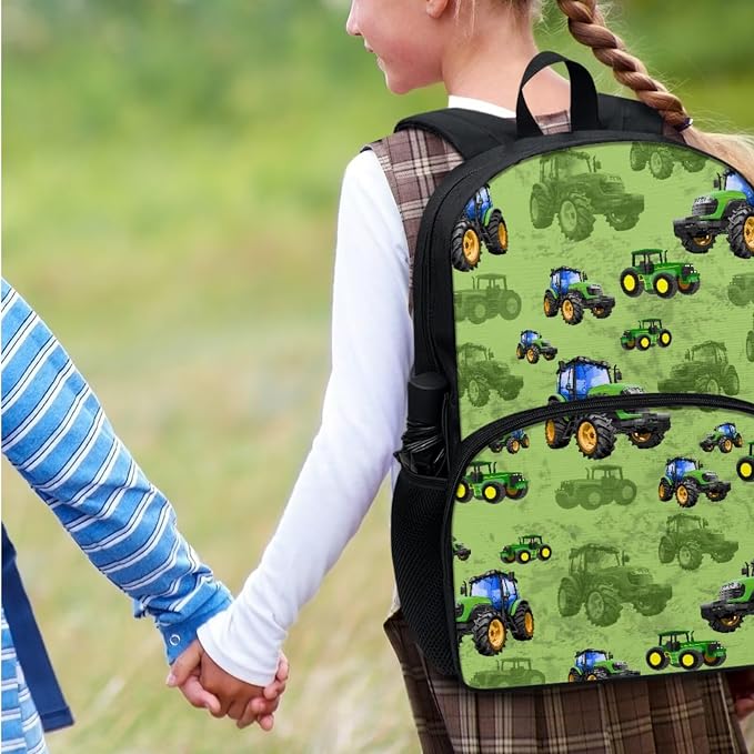 Cartoon Farm Tractor Kids Backpack with Lunch Box Pencil Bag Bottle Carrier Bag Sling Bags 4 Pcs Cute Tractor Backpack Sets for Boy Girl Middle School Primary Student Bookbag Casual Daypack - Image 3