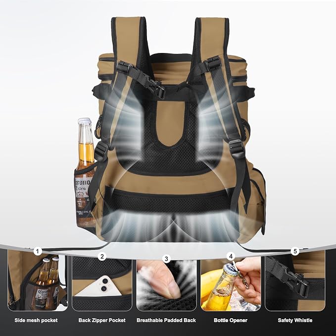 Beach Cooler Backpack for Men 36cans Insulated Backpack Cooler Lunch Bag for Women Camping Hiking Picnic Travel for 18 Hours Cooling 30L - Image 6