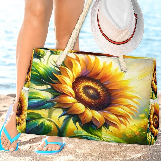 Large Beach Bag with Zipper Beach Bags for Women Water Resistant Swim Pool Bag - Image 2