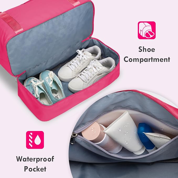 WOOMADA Weekender Overnight Bag for Women, Carry on Shoulder Travel Duffel with Shoes Compartment,Gym Bag with Toiletry Bag - Image 5