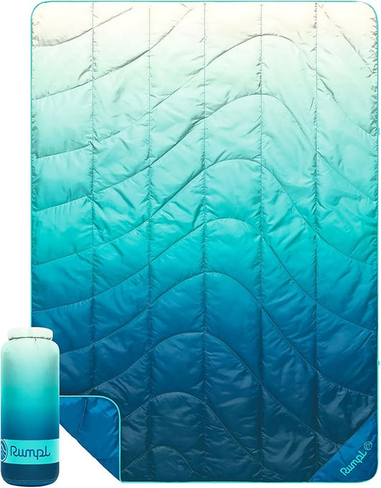 Rumpl Travel Puffy Blanket, Ultra-Packable Travel-Size Warmth and Comfort, Deepfoam Fade by Rumpl