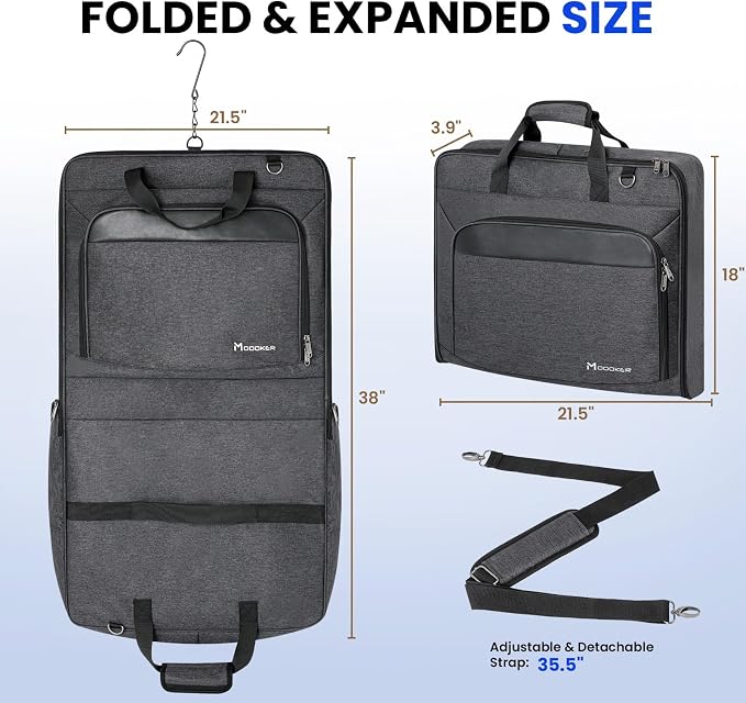 Modoker Carry On Garment Bags for Travel Hanging Clothes Suit Bag Luggage Organizer, Foldable Suit Carrier Gift for Men Women - Image 5