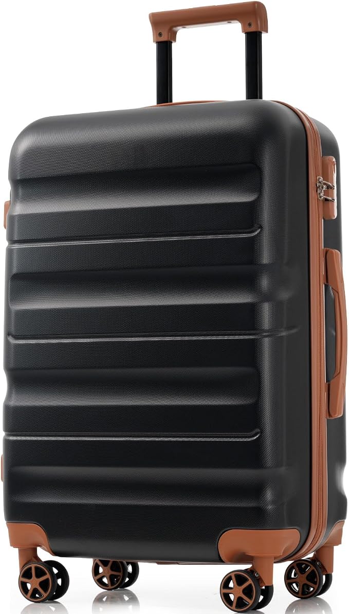 Black Brown 6 Piece Luggage Set Hard Shell - Expandable Suitcases with Spinner Wheels and Small Cases for Family Travel, Durable Carry On Luggage Sets with Lock for Women and Men - Image 7