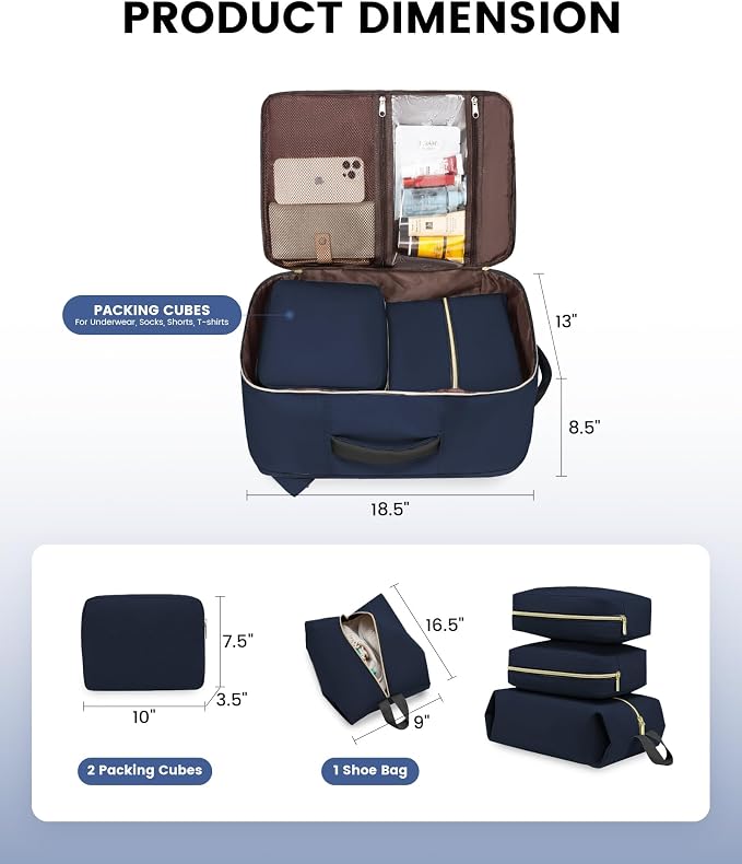 LOVEVOOK Carry On Backpack, 40L Travel Backpack Women with 3 Packing Cubes, TSA Airline Approved Suitcase Bag as Personal Item, Waterproof 17 inch Laptop Backpack for Weekender Overnight, Dark Blue - Image 5