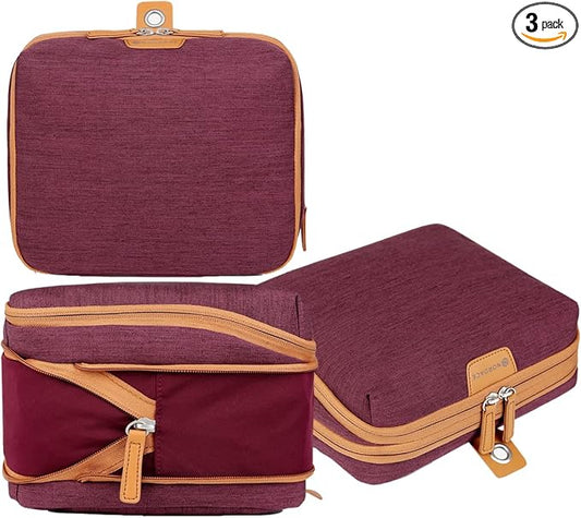 Nordace Travel Packing Organizers Set for Men and Women - 2x Packing Cubes & 1x Wash Pouch - Durable & Water Resistant (Red) by NORDACE