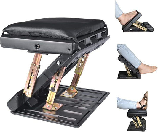 Adjustable Foot Rest for Under Desk at Work, Comfortable Footrest with 4-Level Height Adjustment, Ergonomic Leg Rest for Office Gaming Chair, Black Foot Stool with Removable Soft Pad by Lichtund