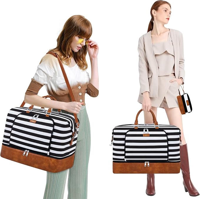 Travel Weekender Bag for Women, 21" Overnight Bag with Shoe Compartment 50L Large Travel Duffel Bag Carry On Tote for Weekend, Overnight, Business Trips, Water Resistant - Image 2