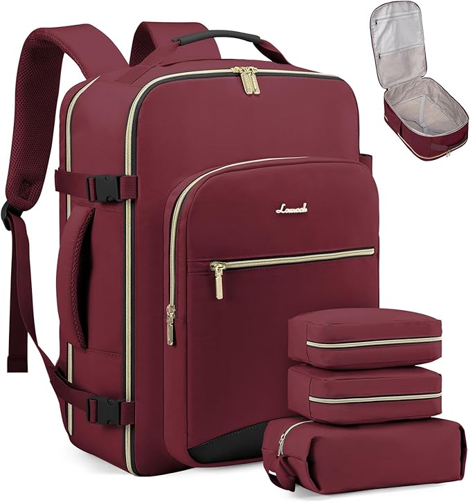 LOVEVOOK 40L Travel Backpack Flight Approved Carry on Backpack,3 Packing Cubes,Waterproof Personal Item Travel Bag,TSA Carry on Luggage Suitcase Travel Essentials,Gifts for Women & Men,fits 17" Laptop by LOVEVOOK