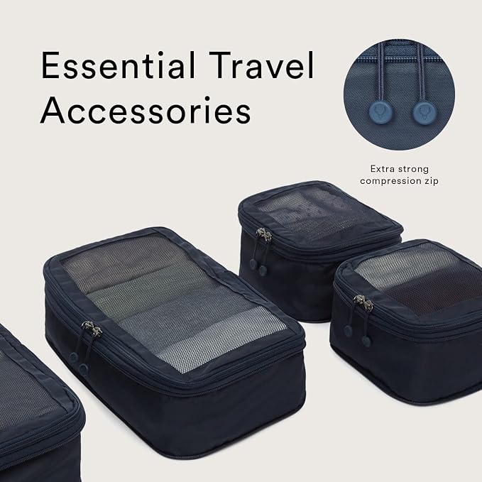 ANTLER | Chelsea | Set of 4 Packing Cubes For Suitcase | Suitcase Organizer Bags Set | Travel Accessories To Organize Clothes or Shoes | Traveling Essentials with Extra Strong Compression Zip, Navy - Image 3