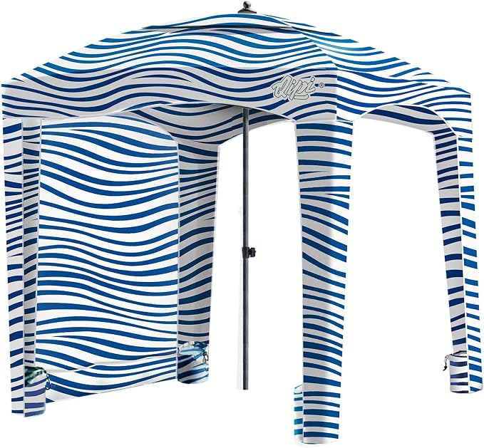Qipi Beach Cabanas for Sand, Beach Canopy with Sandbags & Side Wall for Family, Easy Set Up Sun Shelter, UPF 50+ UV Protection with Roof Vent by Qipi+Direct+Store