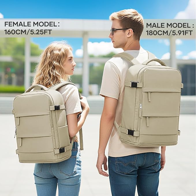 coowoz Travel Backpack For Women Men,Carry On Backpack,Hiking Backpack Waterproof Outdoor Sports Rucksack Casual Daypack travel essentials（Khaki） - Image 7