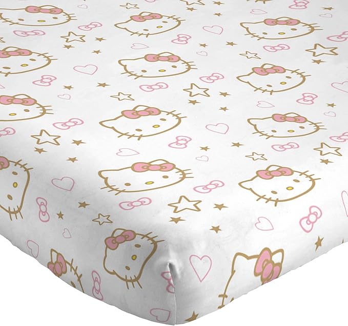 Jay Franco Sheet Set with Fitted, Flat Sheets & Pillow Cover - Ultra-Soft Bedding with Pillowcase for Room Decor, Pink - Hello Kitty, 4 Piece Queen - Image 2