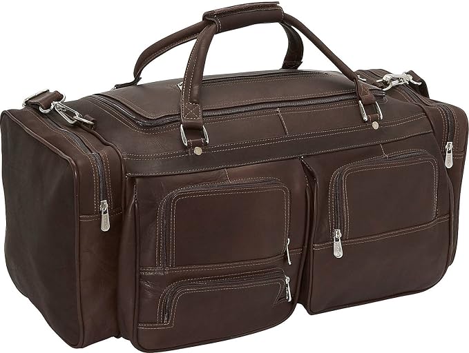 Piel Leather 24In Duffel with Pockets, Chocolate, One Size by Piel+Leather