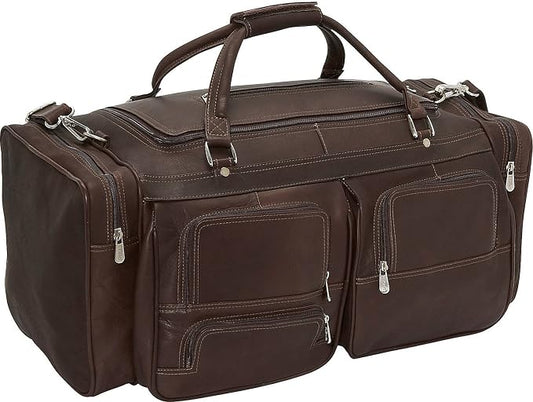Piel Leather 24In Duffel with Pockets, Chocolate, One Size by Piel+Leather