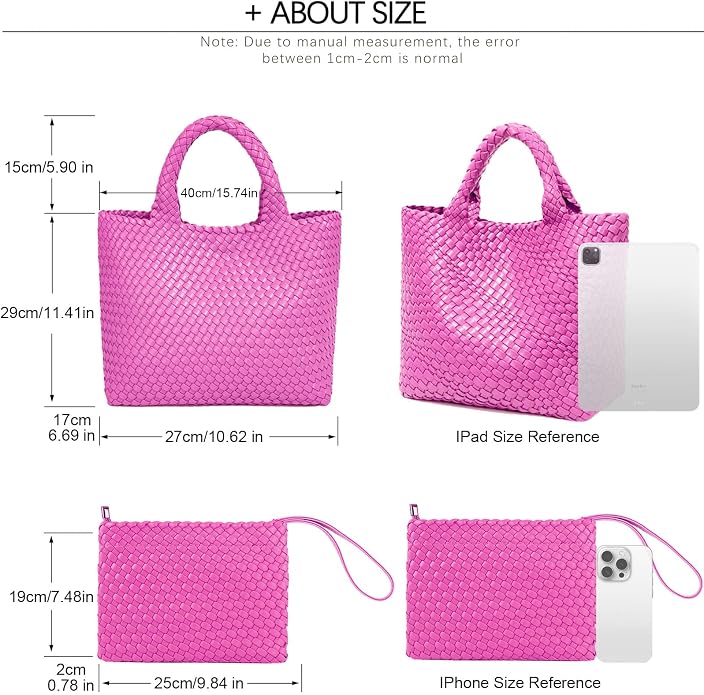 JINMANXUE Fashion Woven Bag Shopper Bag Travel Handbags and Purses Women Tote Bag Large Capacity Shoulder Bags - Image 4