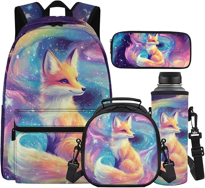 Galaxy Fox 5th Grade Backpacks for Girls 17 Inch Bookbag Set for Elementary School Kids Girls Backpack and Lunch Box Set of 4 Lightweight Backpack for School Ages 8-10 10-12 by Unknown